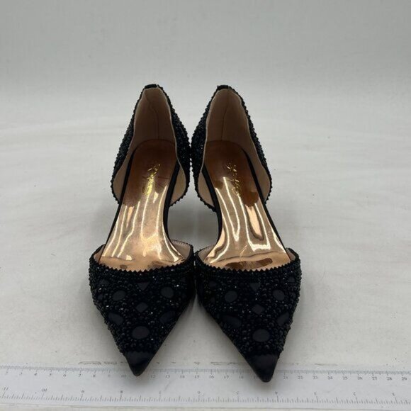 XYD Women's Pumps, Elegant Pointed Toe, D'Orsay Kitten Low Heels, Rhinestone - Picture 3 of 8